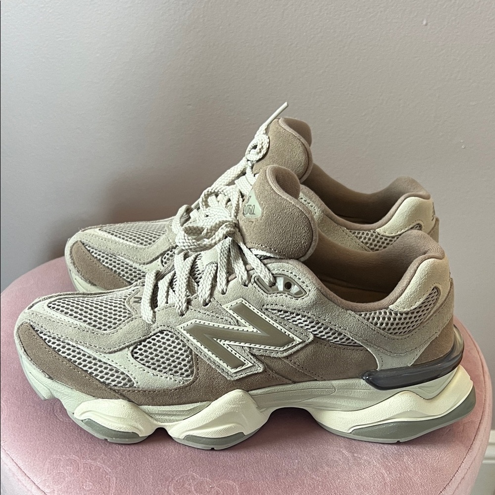 New Balance Women's 9060 Cream and Tan Sneakers